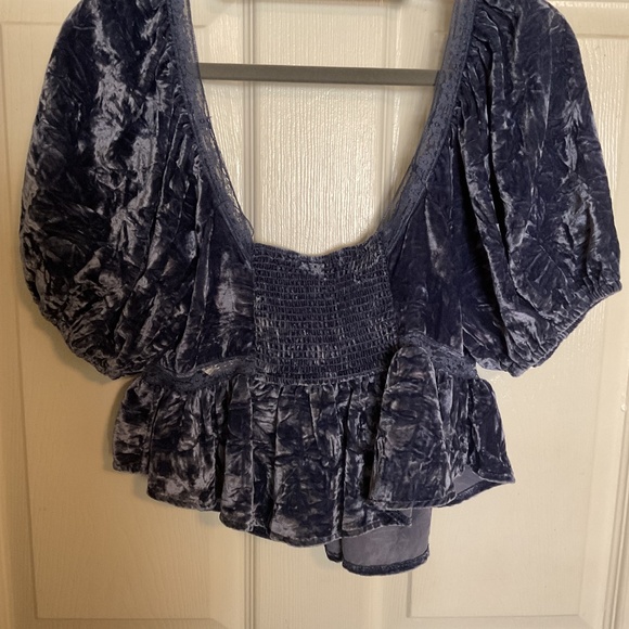 NWT Free People Yours Truly Velvet Peplum Top in Wild Moon - Picture 7 of 7